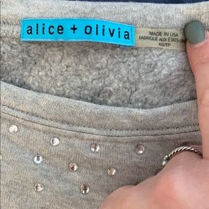 Alice + Olivia gray sweater long sleeve rhinestone